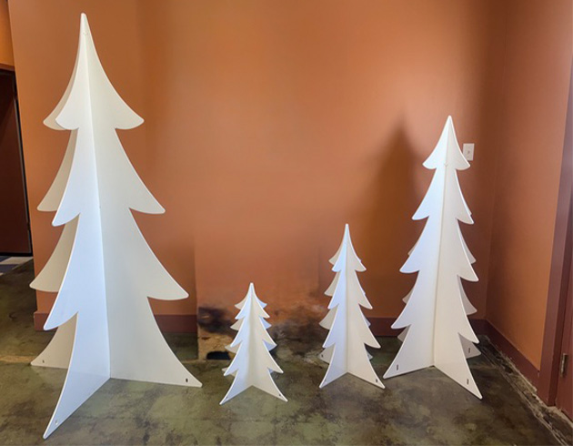 CNC cutouts of christmas trees